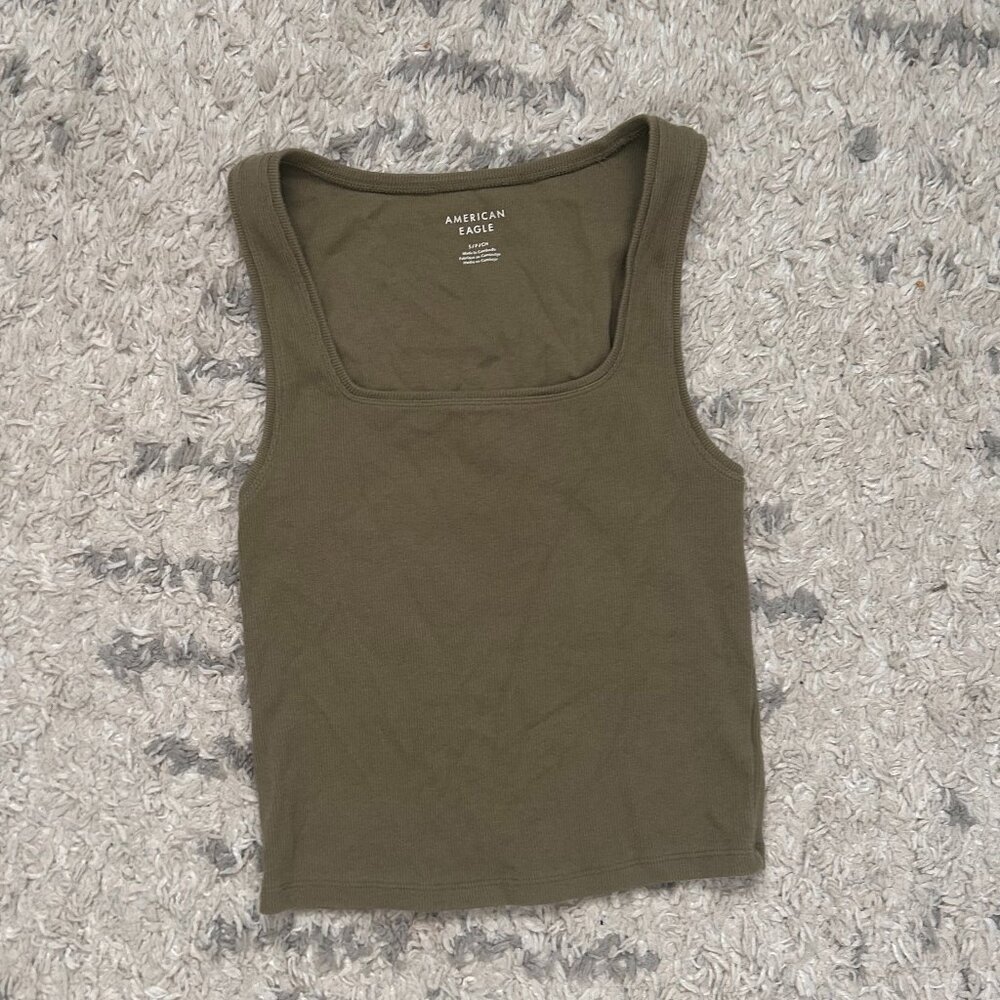3/$10 🟢 American eagle square neck tank, olive green, size small